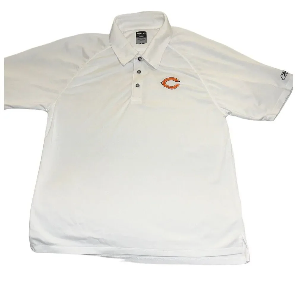 Chicago Bears Polo Shirt Adult Medium White Logo NFL‎ Football Reebok Mens